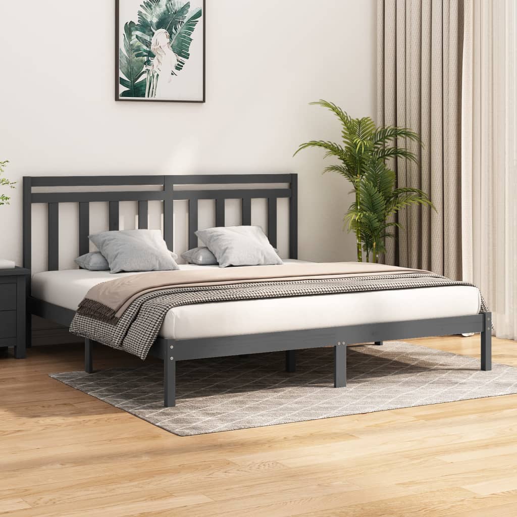 vidaXL Posteľný rám sivý masív 200x200 cm