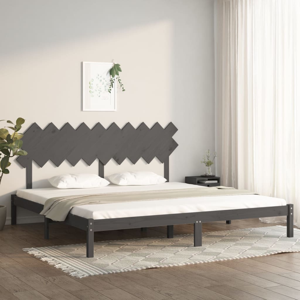vidaXL Posteľný rám sivý 200x200 cm masívne drevo