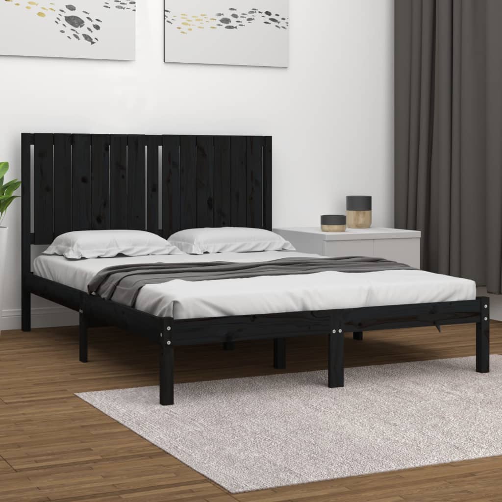 vidaXL Posteľný rám čierny borovicový masív 140x190 cm