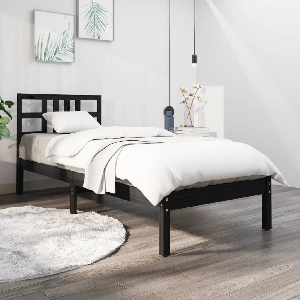 vidaXL Posteľný rám čierny masívne drevo 100x200 cm