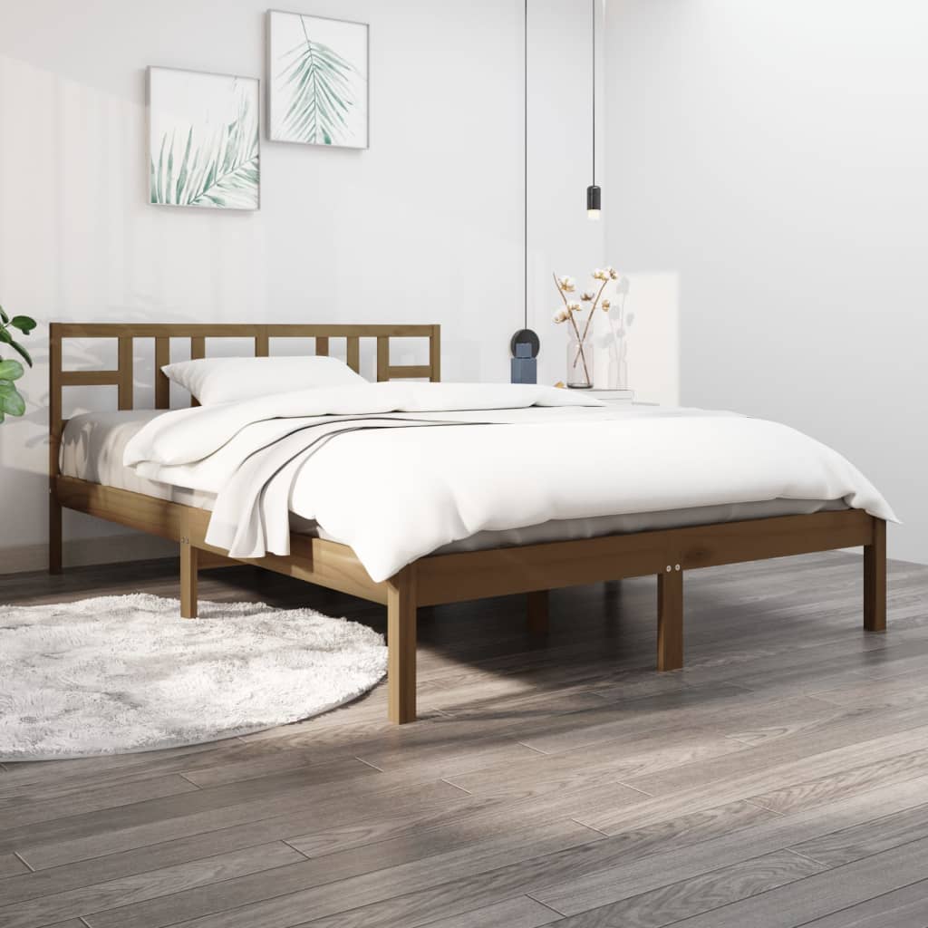 vidaXL Posteľný rám medovo-hnedý masív 200x200 cm