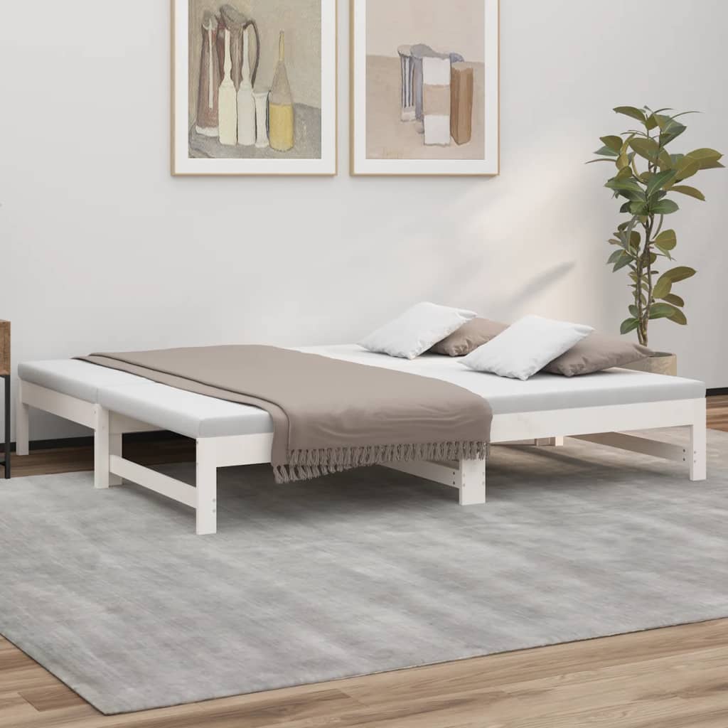 vidaXL Rozkladacia denná posteľ biela 2x(90x190) cm borovicový masív