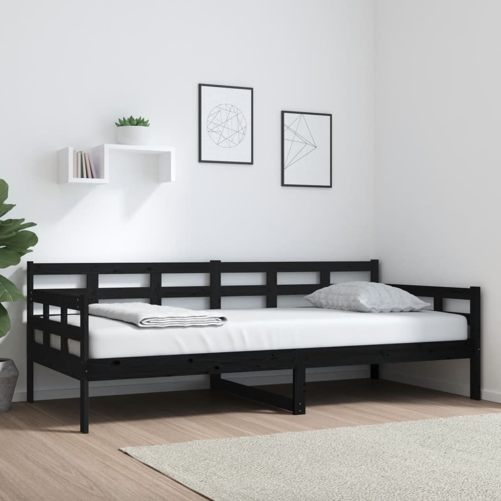 vidaXL Denná posteľ čierna masívna borovica 90x200 cm