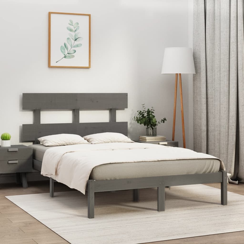 vidaXL Posteľný rám sivý masívne drevo 200x200 cm