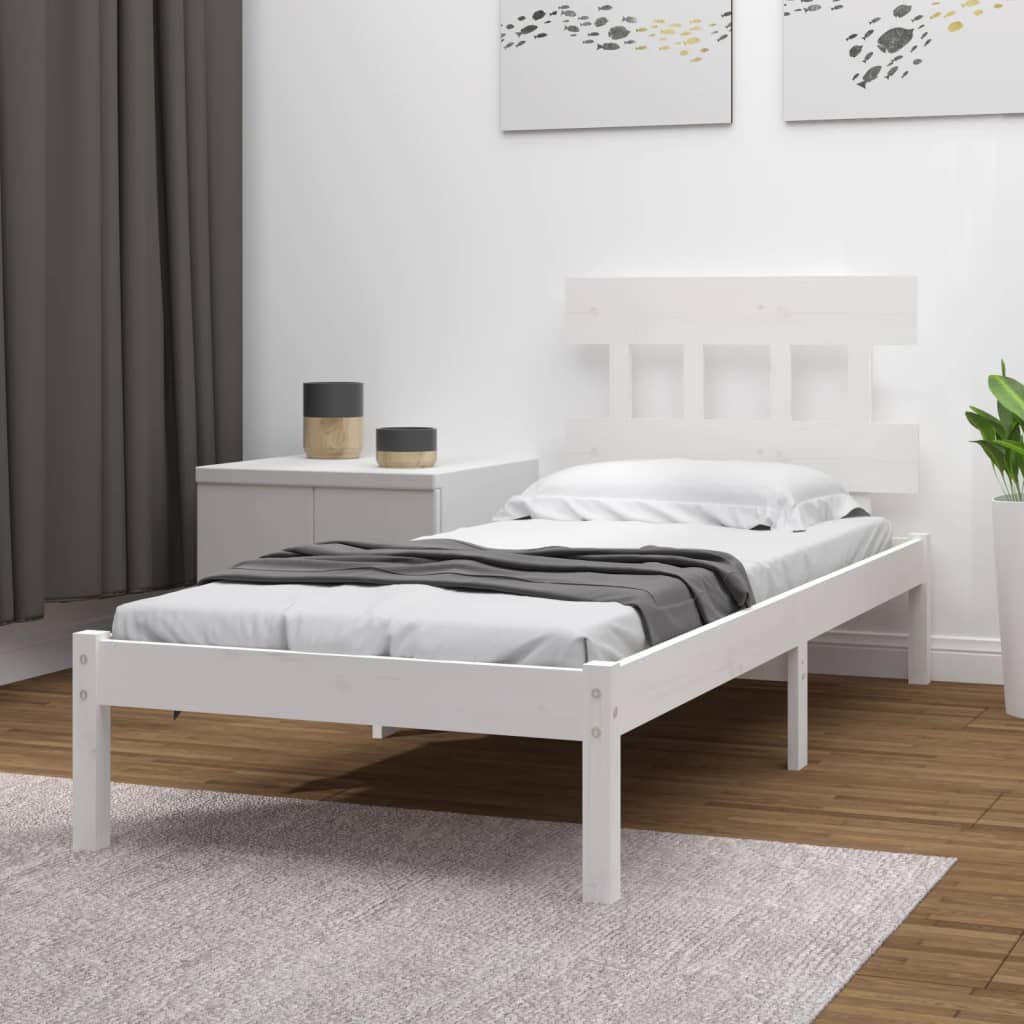 vidaXL Posteľný rám biely masívne drevo 90x200 cm