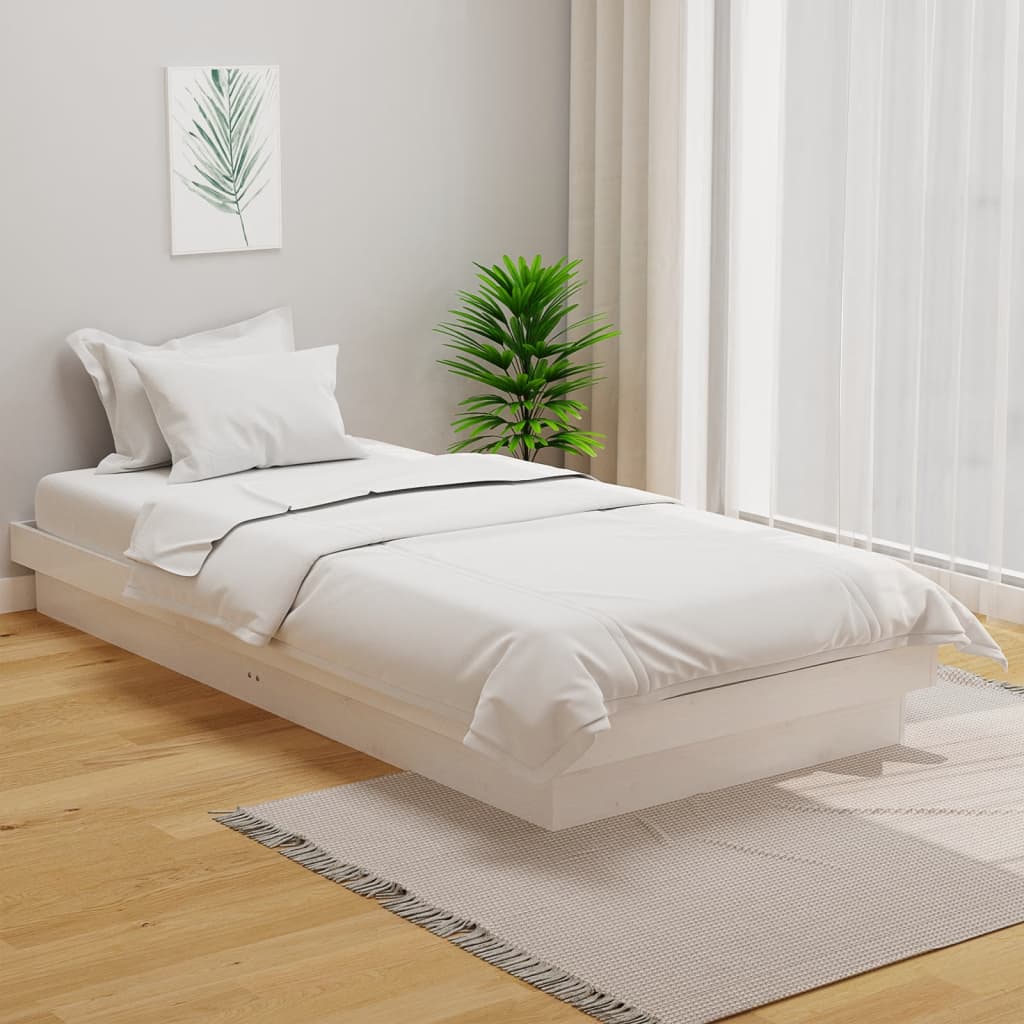 vidaXL Posteľný rám biely masívne drevo 100x200 cm