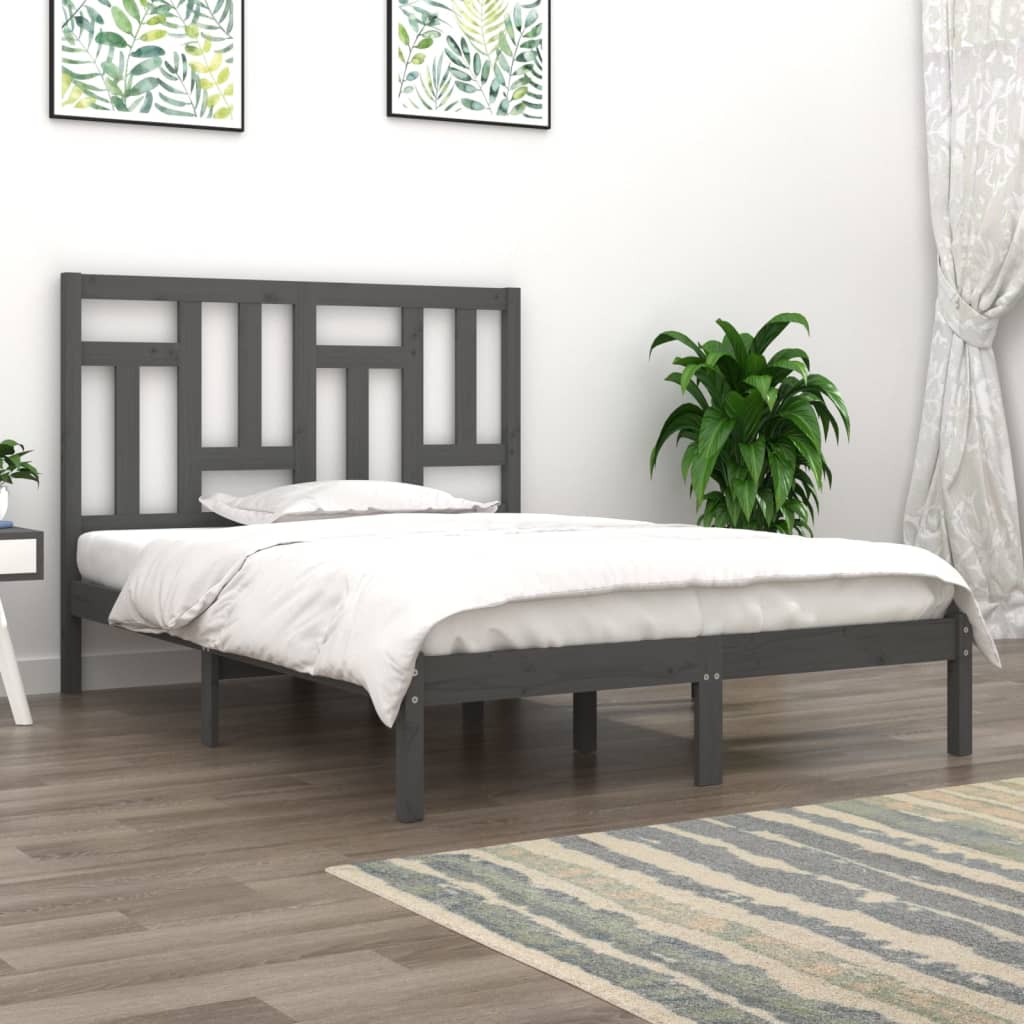 vidaXL Posteľný rám sivý borovicový masív 200x200 cm