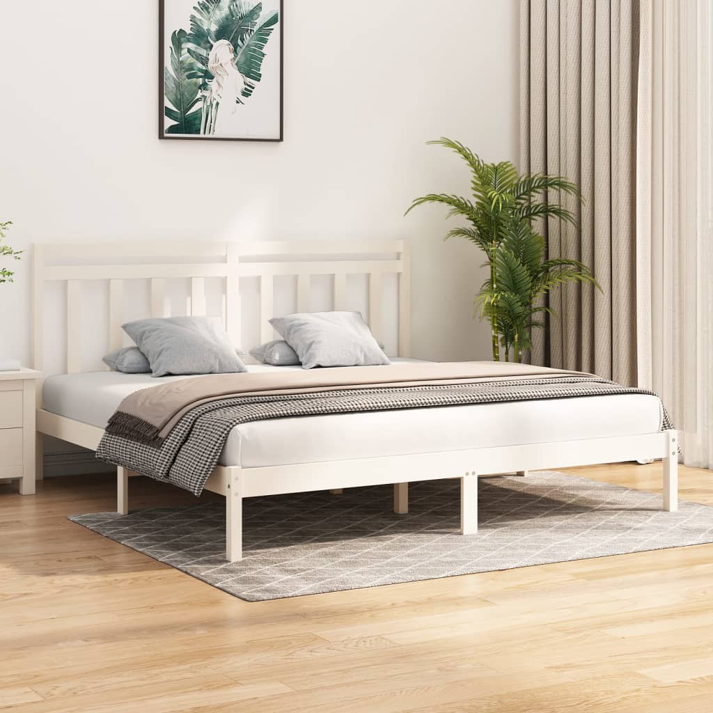 vidaXL Posteľný rám biely masív 200x200 cm