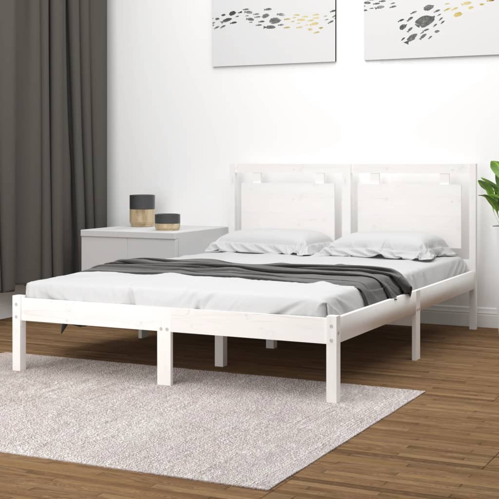 vidaXL Posteľný rám biely masív 200x200 cm