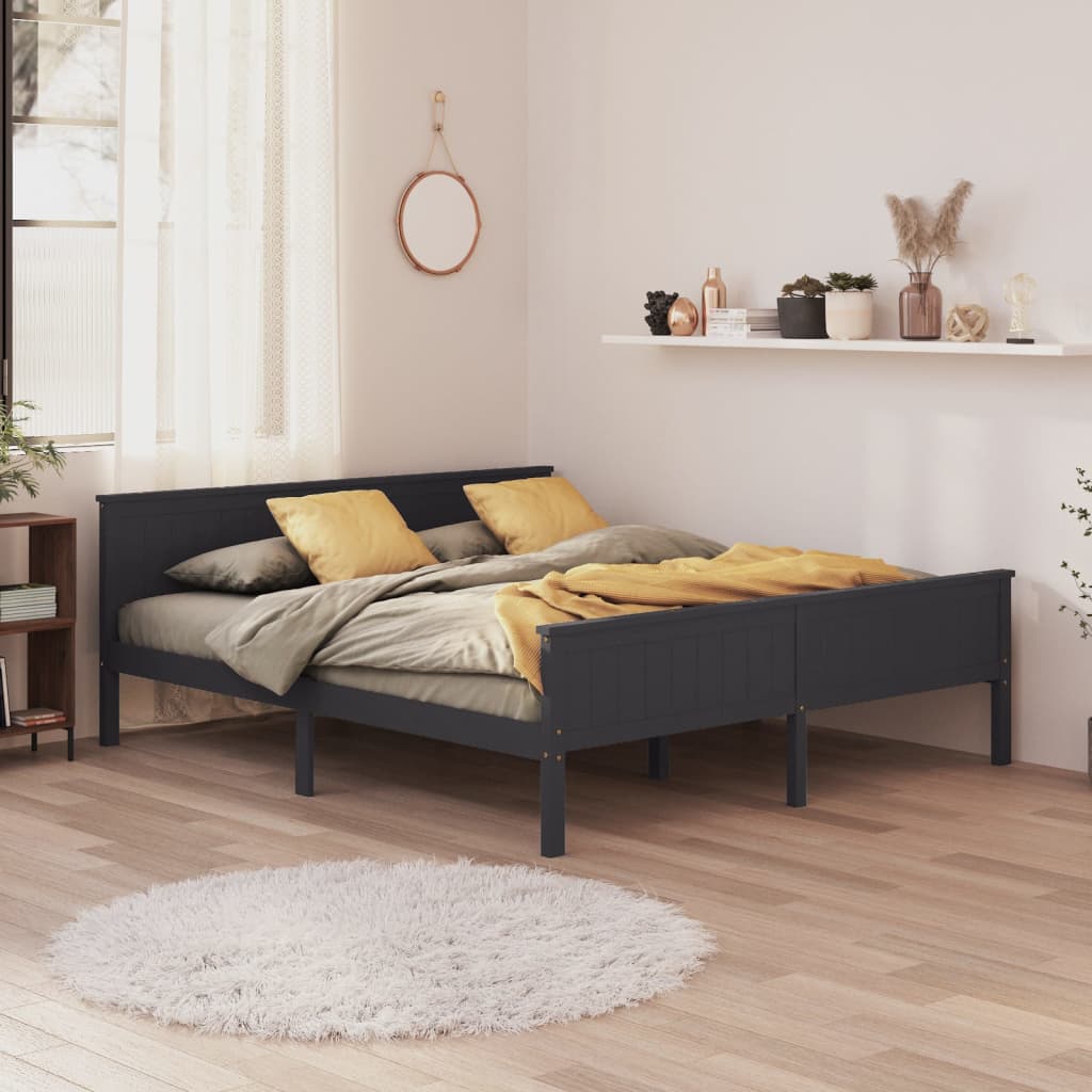 vidaXL Posteľný rám sivý borovicový masív 200x200 cm