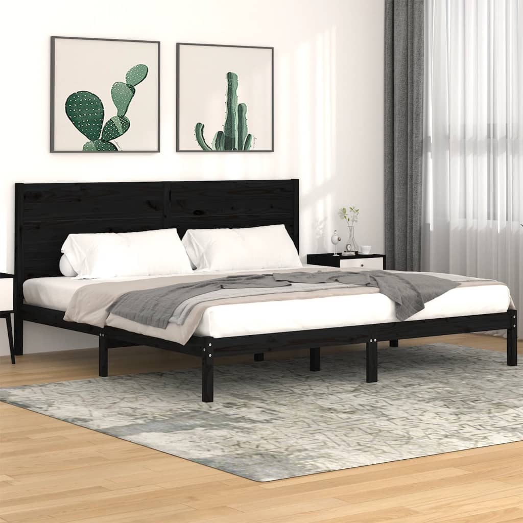 vidaXL Posteľný rám čierny borovicový masív 200x200 cm