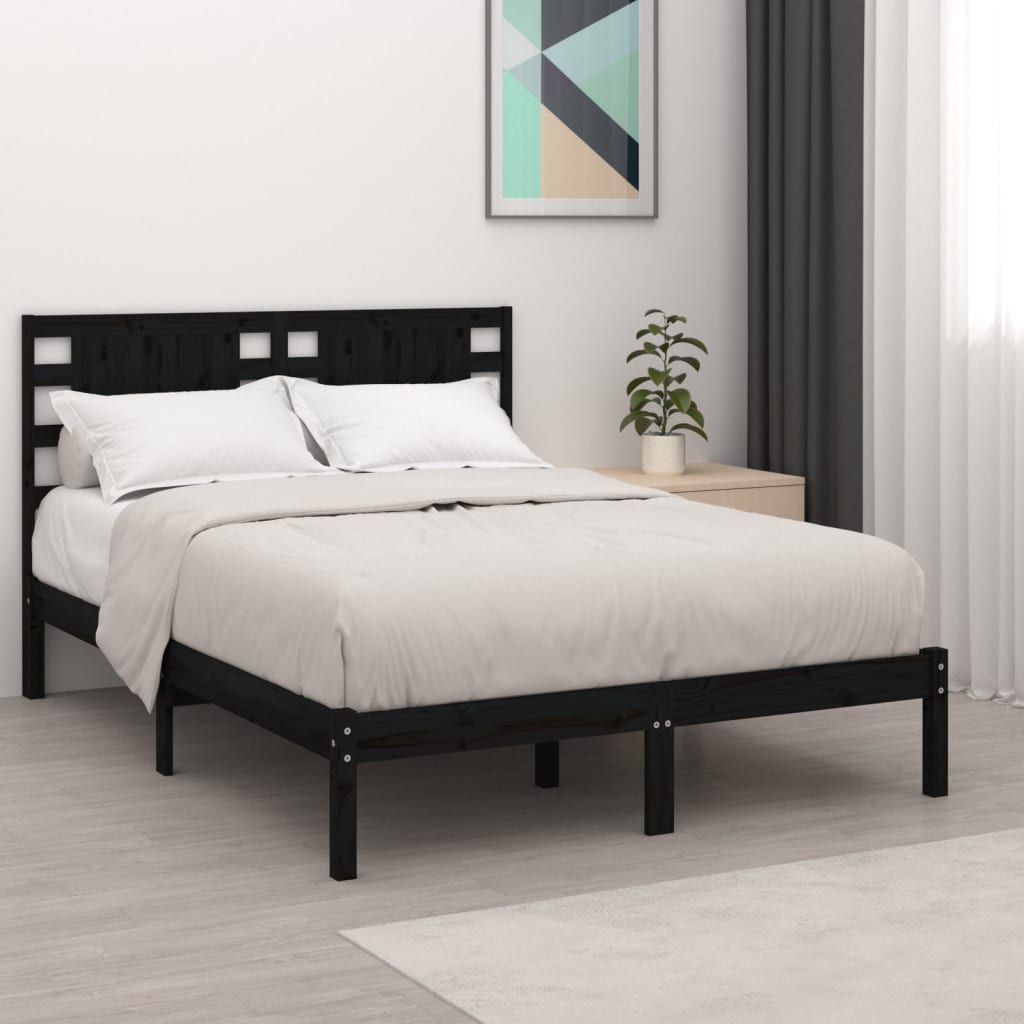 vidaXL Posteľný rám čierny borovicový masív 140x190 cm