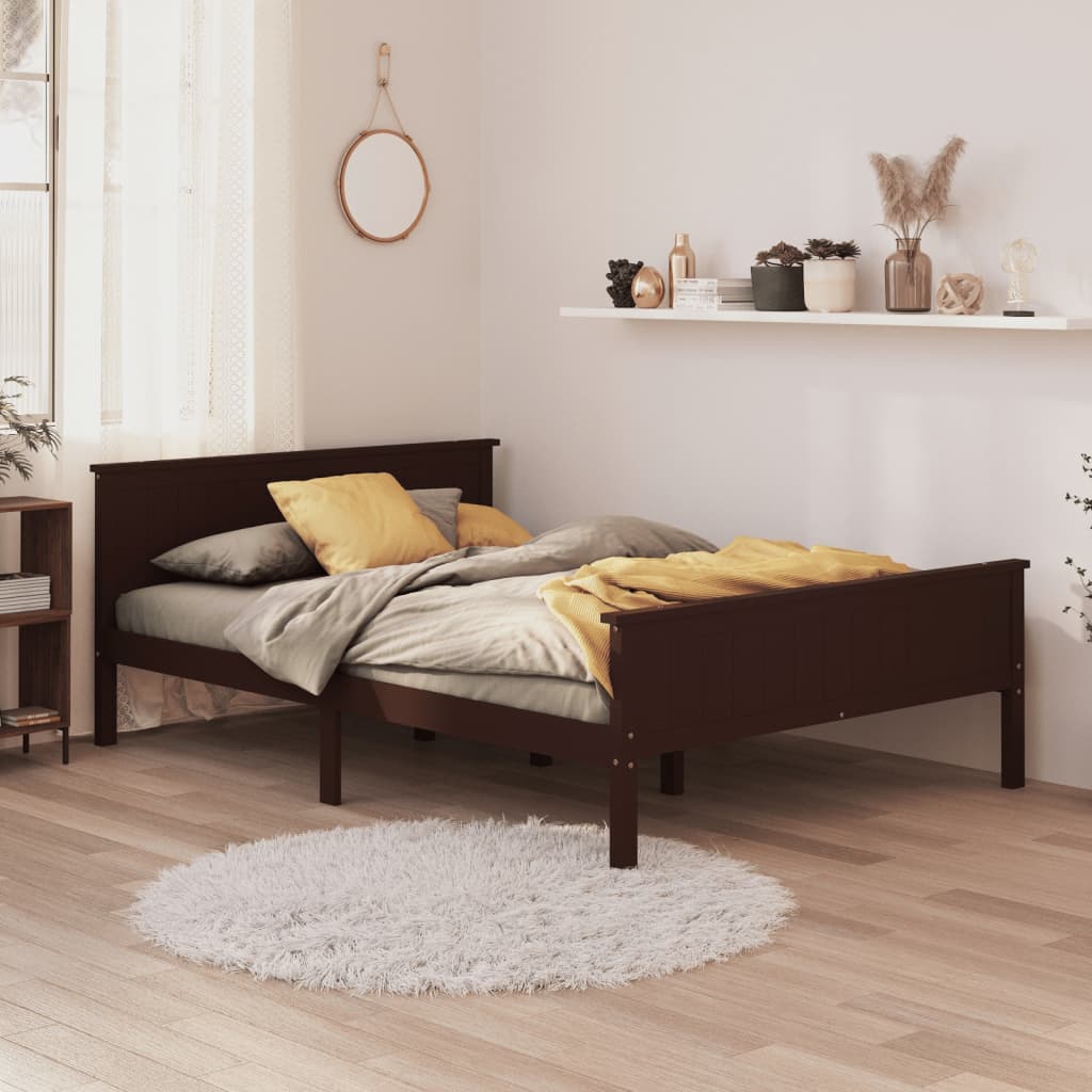 vidaXL Posteľný rám tmavohnedý borovicový masív 120x200 cm