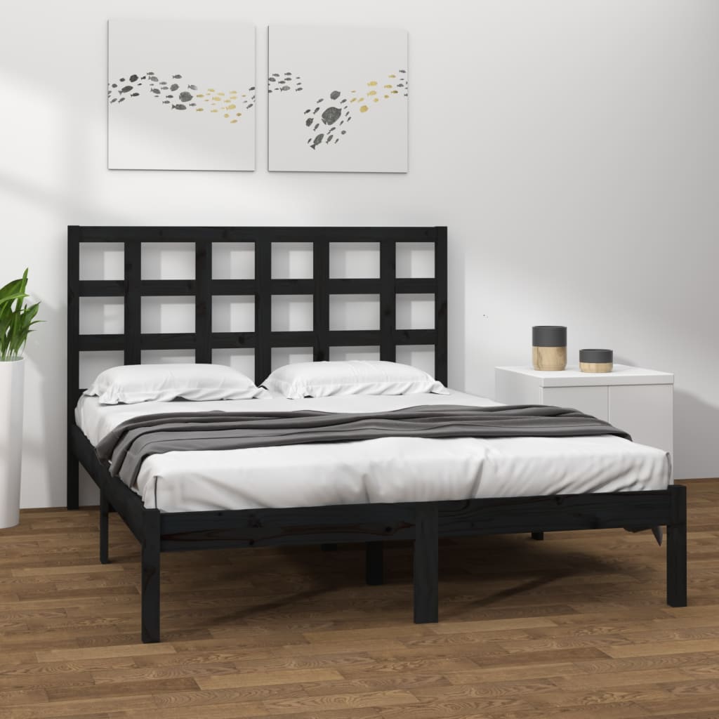 vidaXL Posteľný rám čierny masív 200x200 cm