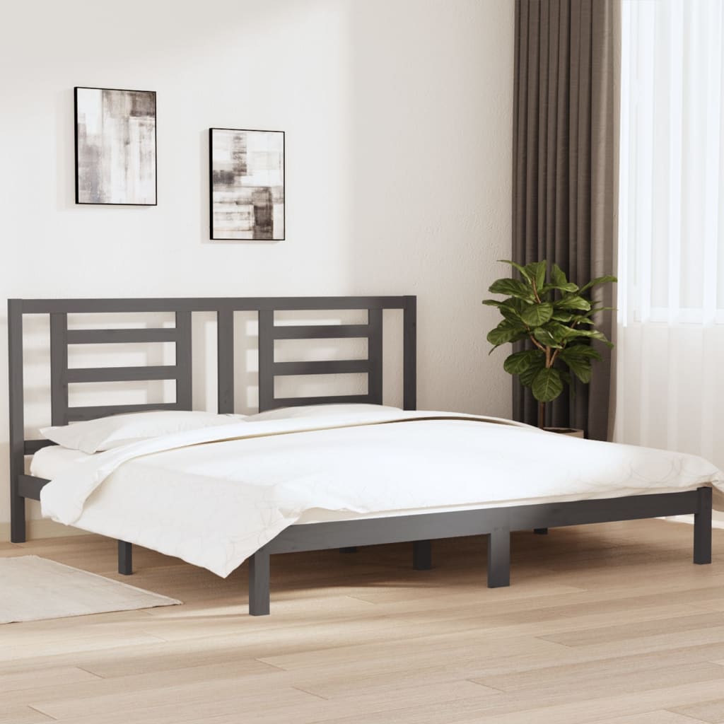 vidaXL Posteľný rám sivý borovicový masív 200x200 cm