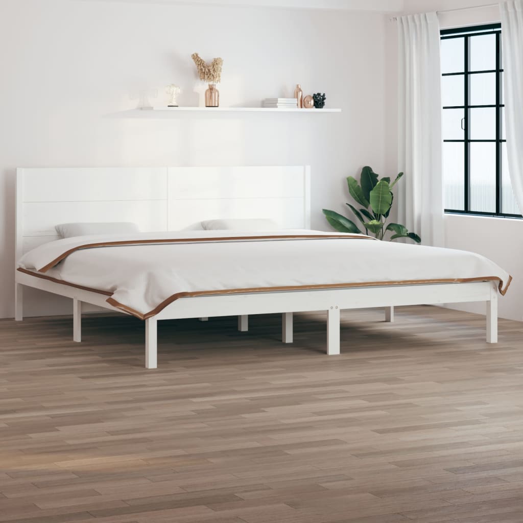 vidaXL Posteľný rám biely borovicový masív 200x200 cm