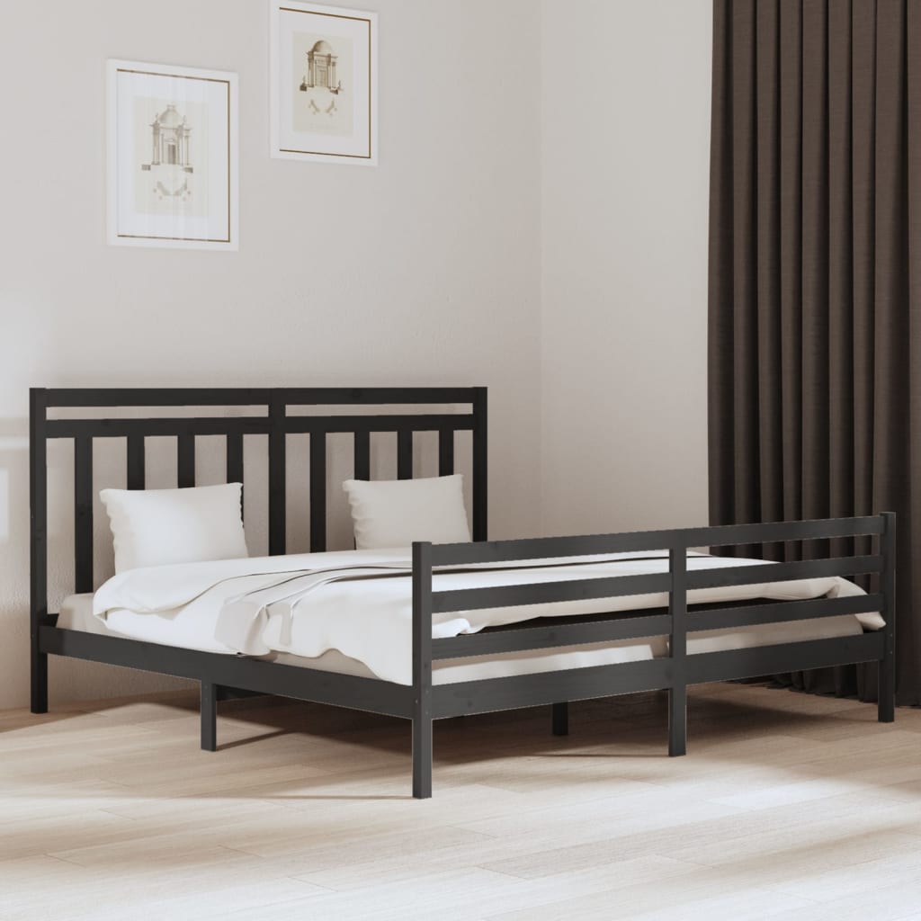 vidaXL Posteľný rám sivý masív 200x200 cm