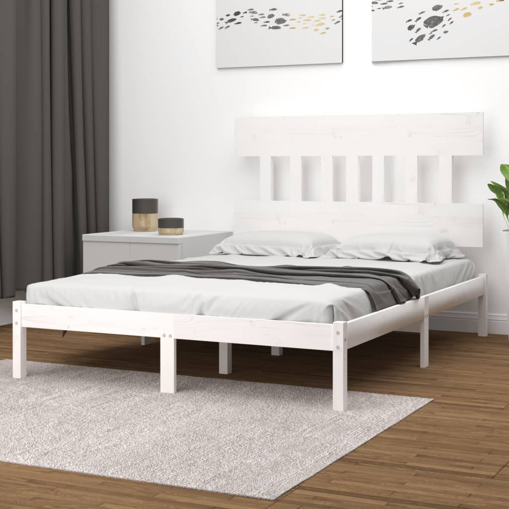 vidaXL Posteľný rám biely masívne drevo 200x200 cm