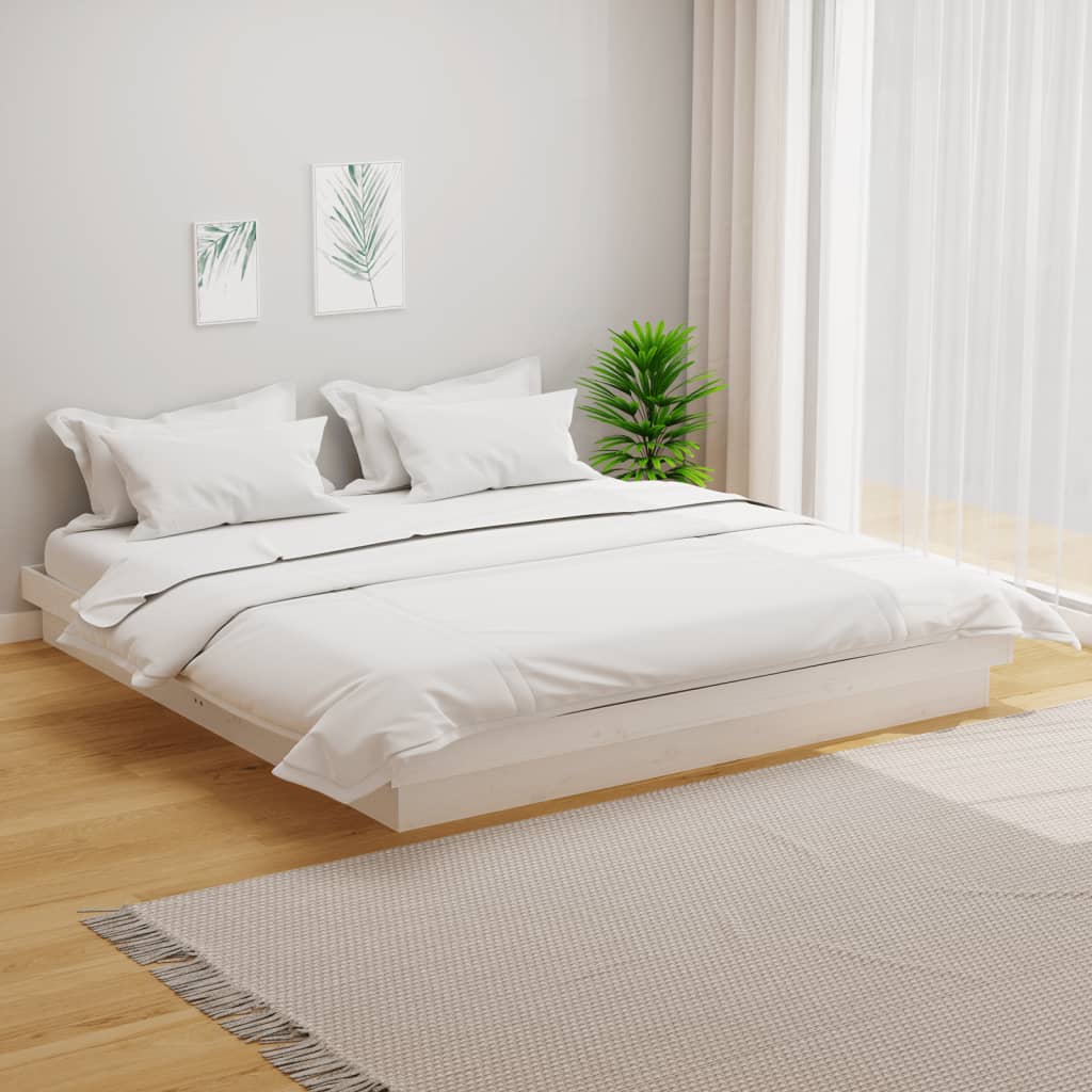 vidaXL Posteľný rám biely masívne drevo 200x200 cm