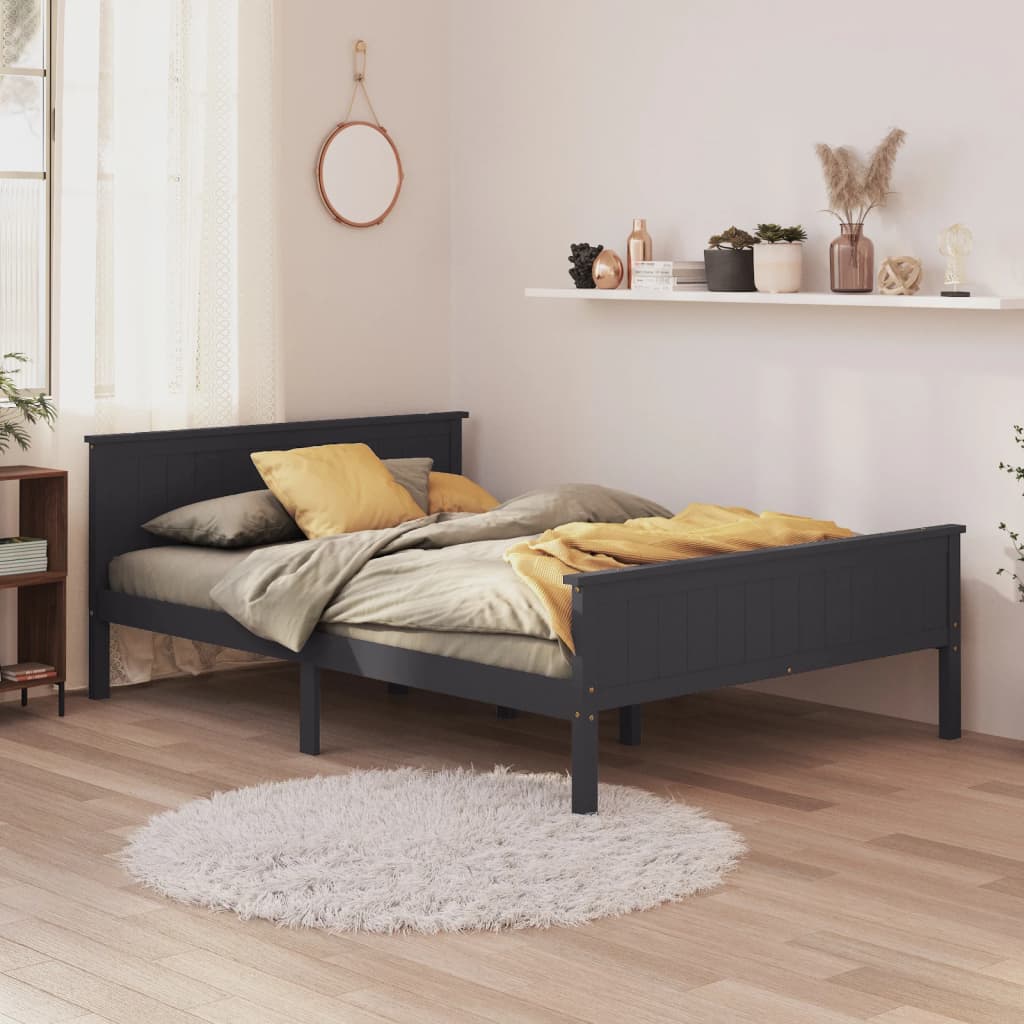 vidaXL Posteľný rám sivý borovicový masív 160x200 cm