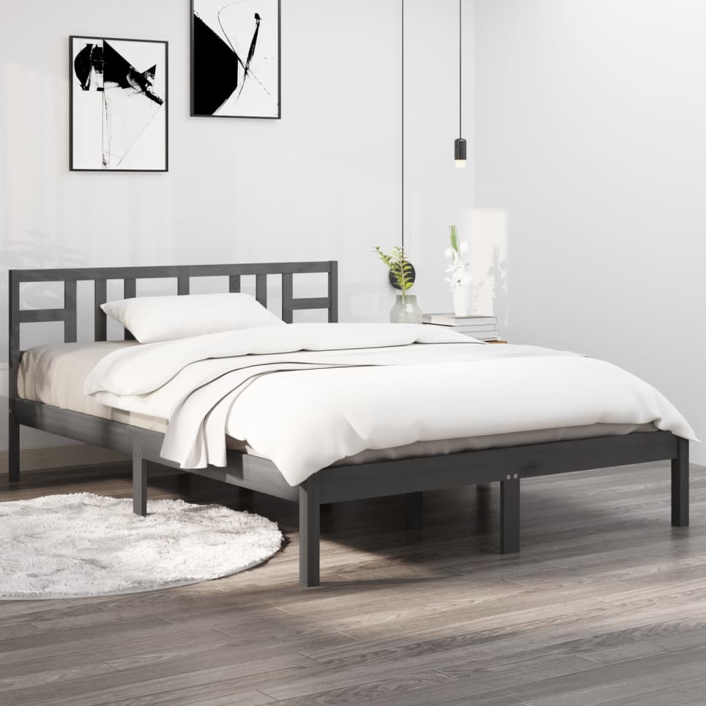 vidaXL Posteľný rám sivý masív 200x200 cm