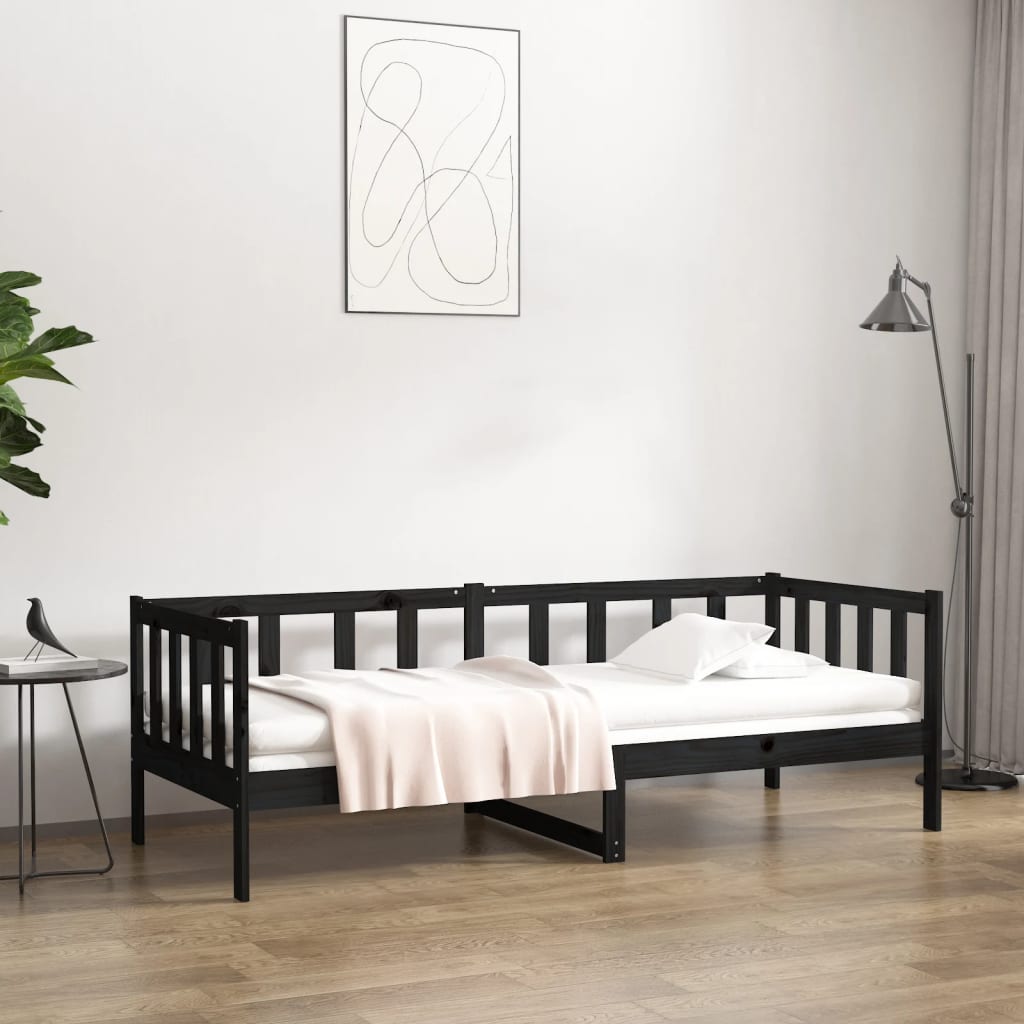 vidaXL Denná posteľ čierna 80x200 cm borovicový masív