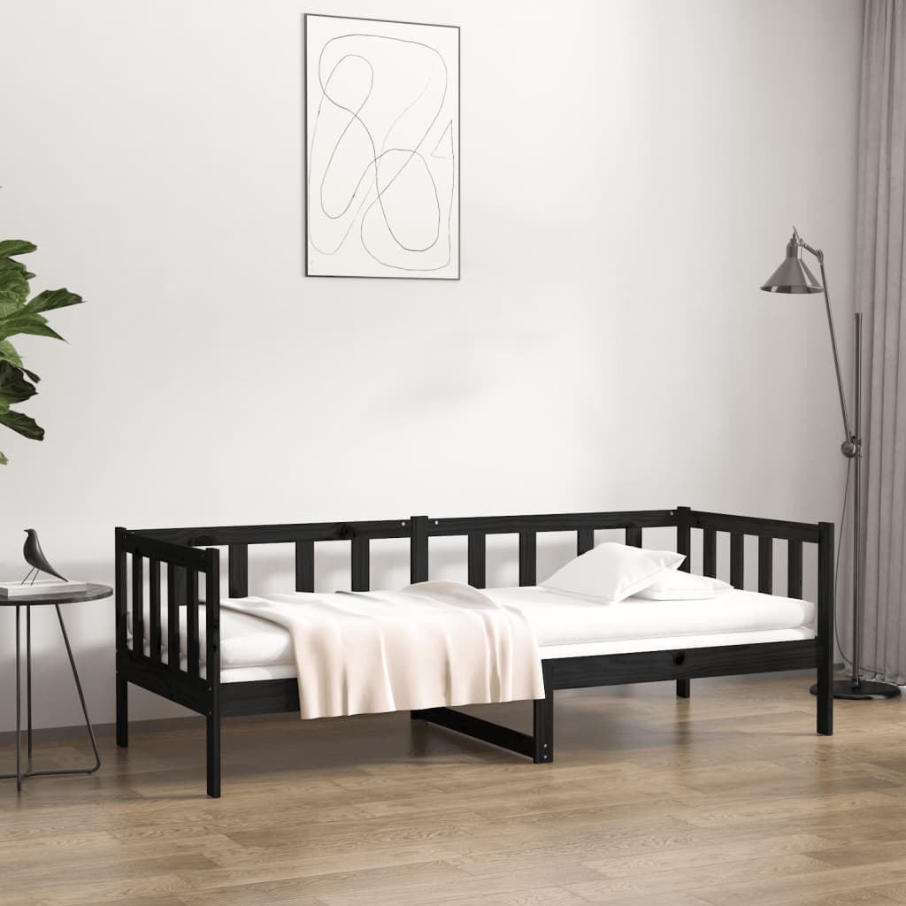 vidaXL Denná posteľ čierna 90x190 cm borovicový masív
