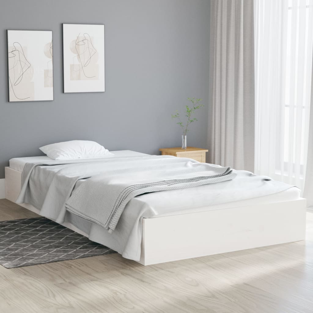 vidaXL Posteľný rám biely masívne drevo 90x200 cm