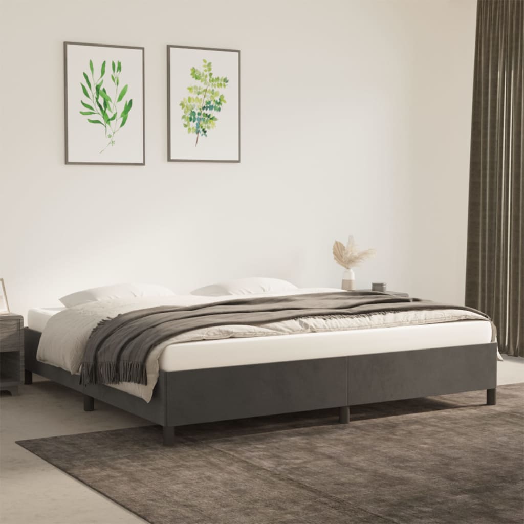 vidaXL Posteľný rám tmavosivý 200x200 cm zamat