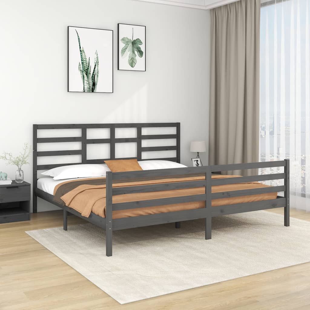 vidaXL Posteľný rám sivý masív 200x200 cm