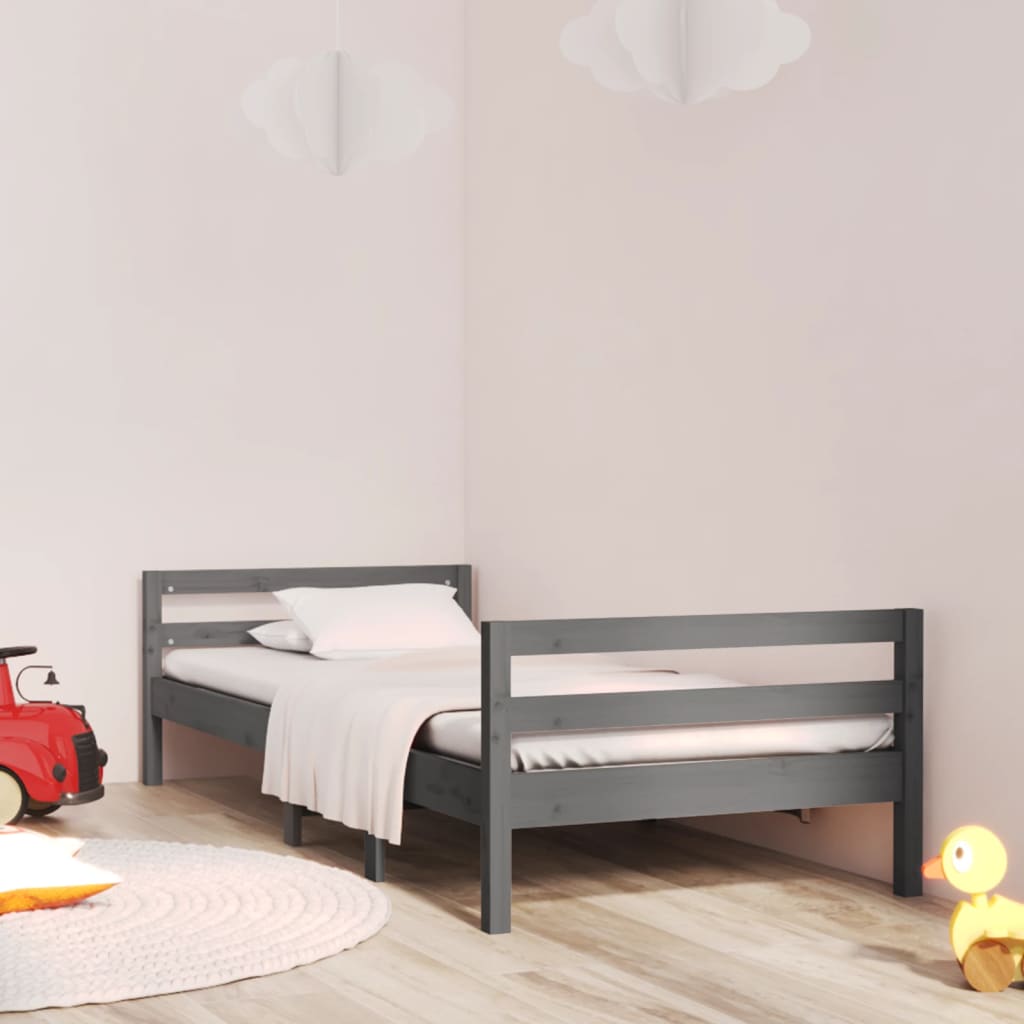 vidaXL Posteľný rám sivý 75x190 cm borovicový masív