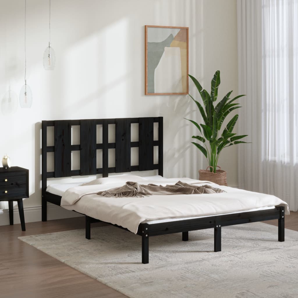 vidaXL Posteľný rám čierny borovicový masív 140x190 cm