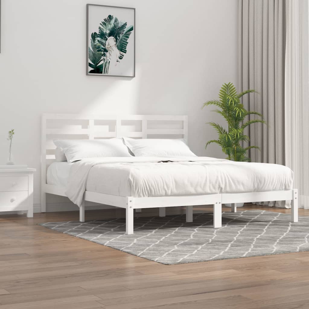 vidaXL Posteľný rám biely masív 200x200 cm