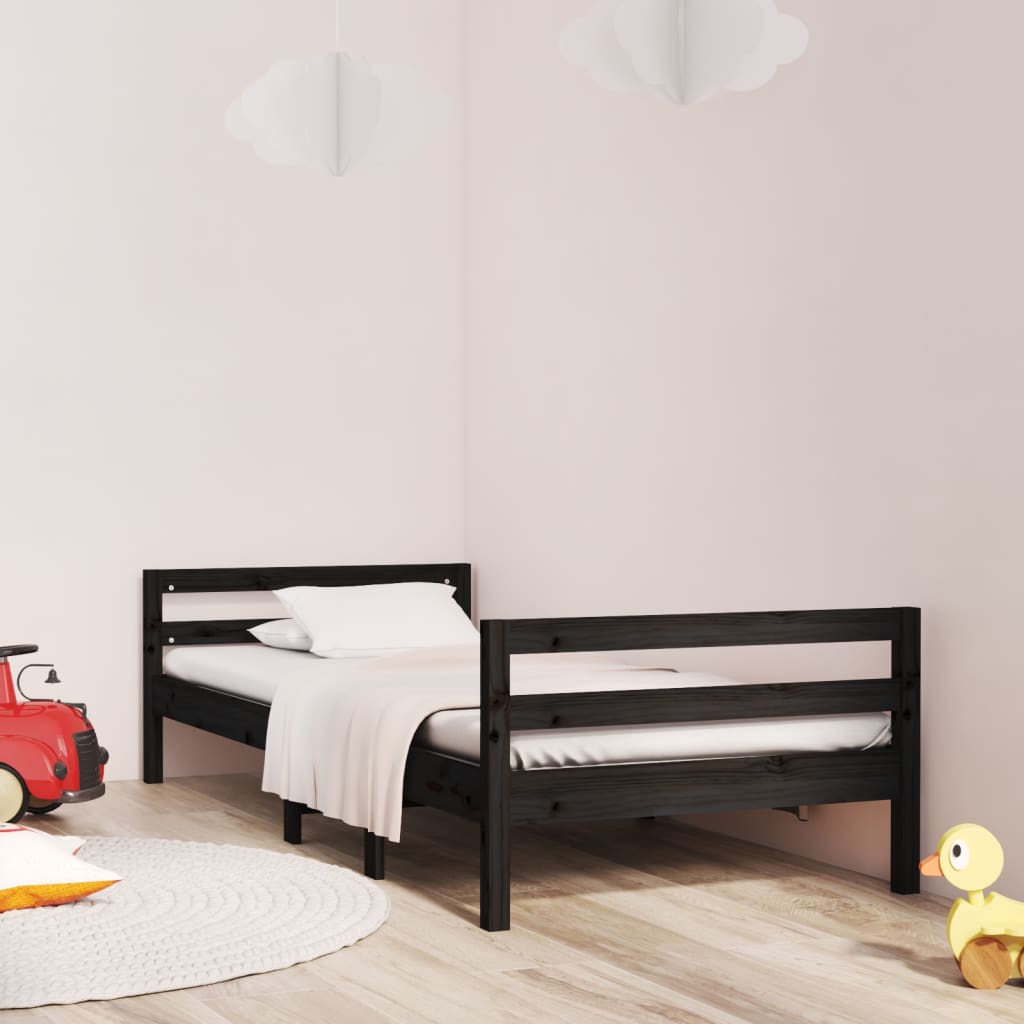 vidaXL Posteľný rám čierny 75x190 cm borovicový masív