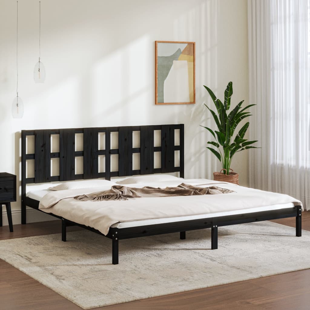vidaXL Posteľný rám čierny borovicový masív 200x200 cm