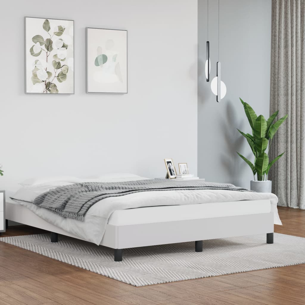 vidaXL Posteľný rám biely 140x190 cm umelá koža