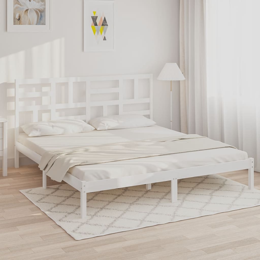 vidaXL Posteľný rám biely masívne drevo 200x200 cm