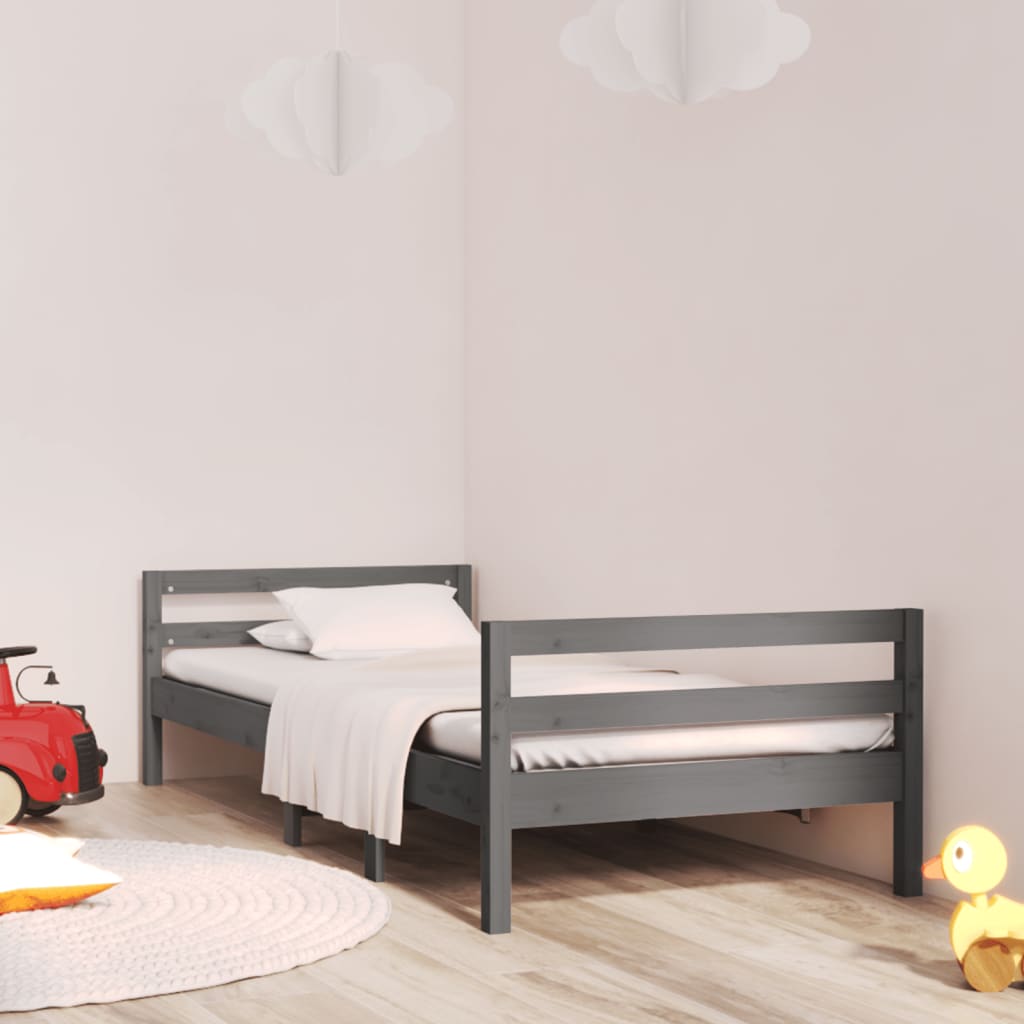 vidaXL Posteľný rám sivý 90x200 cm borovicový masív