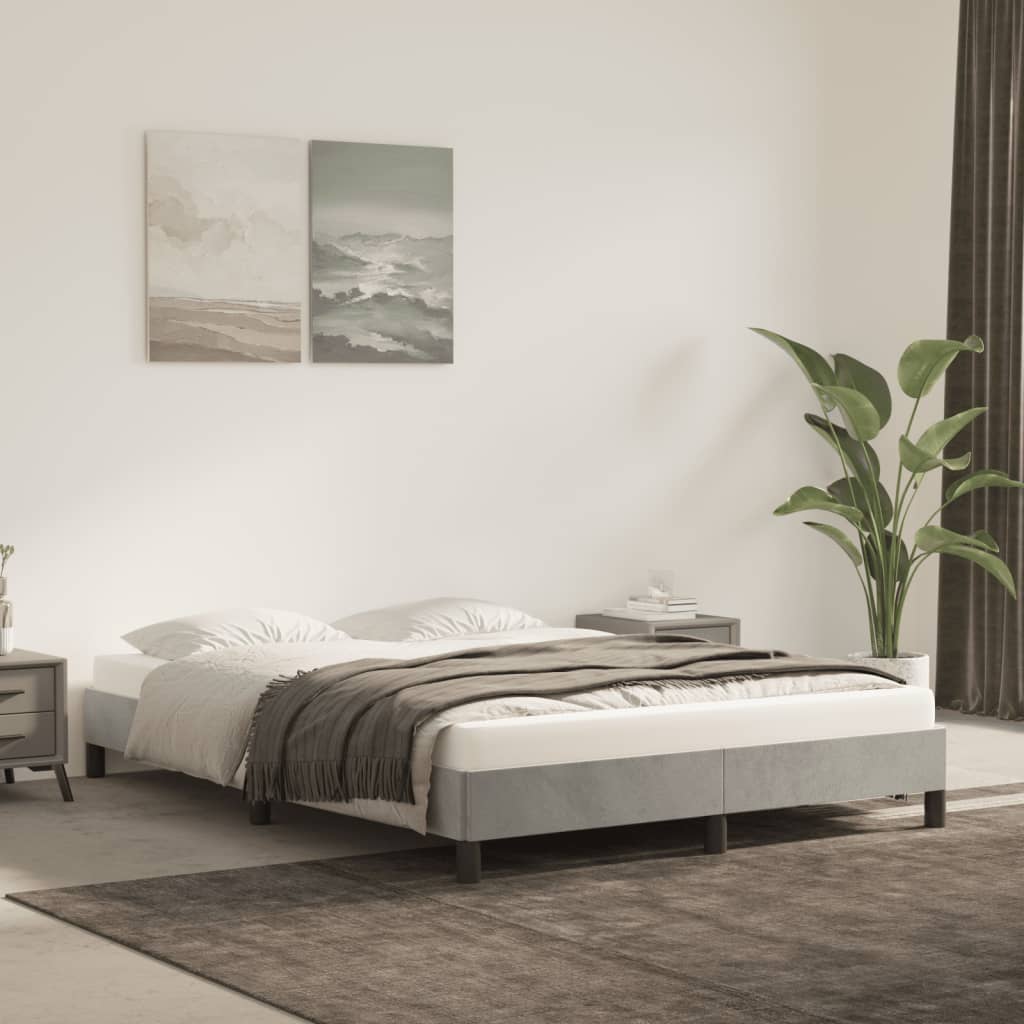 vidaXL Posteľný rám bledosivý 140x200 cm zamat