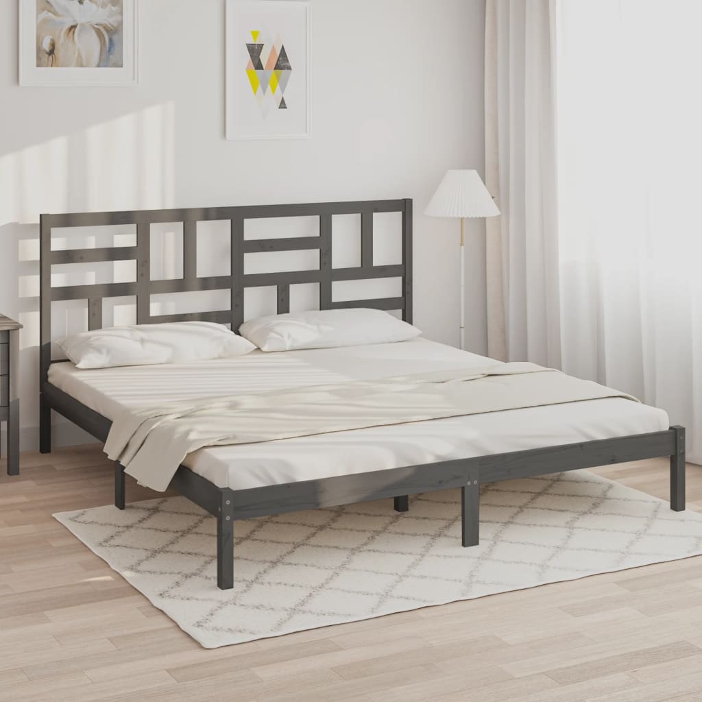vidaXL Posteľný rám sivý masívne drevo 200x200 cm