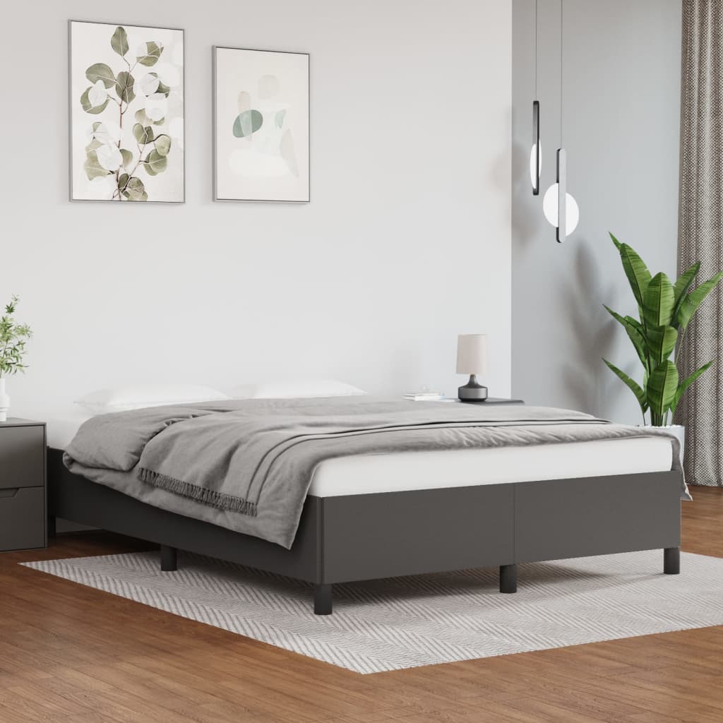 vidaXL Posteľný rám sivý 140x190 cm umelá koža