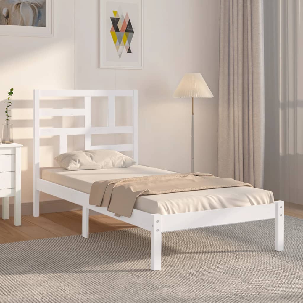 vidaXL Posteľný rám biely masívne drevo 90x200 cm
