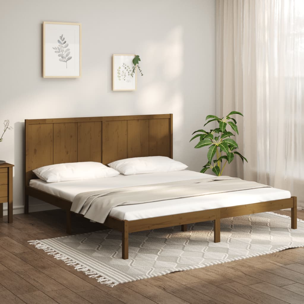 vidaXL Posteľný rám medovo-hnedý borovicový masív 200x200 cm