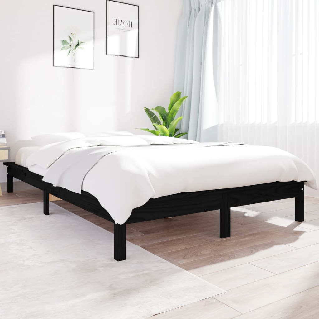 vidaXL Posteľný rám čierny 140x190 cm borovicový masív