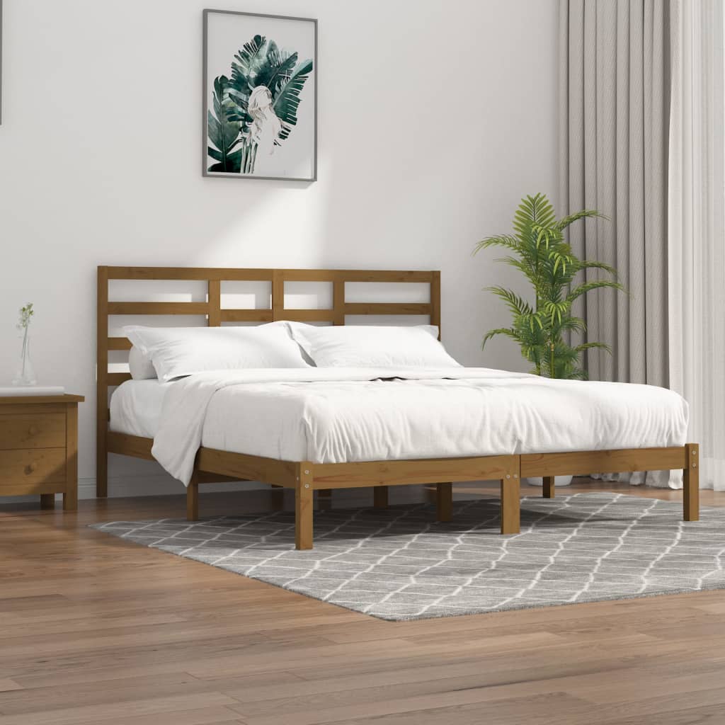 vidaXL Posteľný rám medovo-hnedý masív 200x200 cm