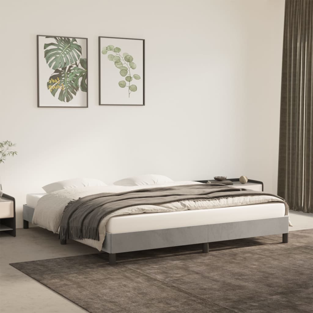 vidaXL Posteľný rám bledosivý 160x200 cm zamat