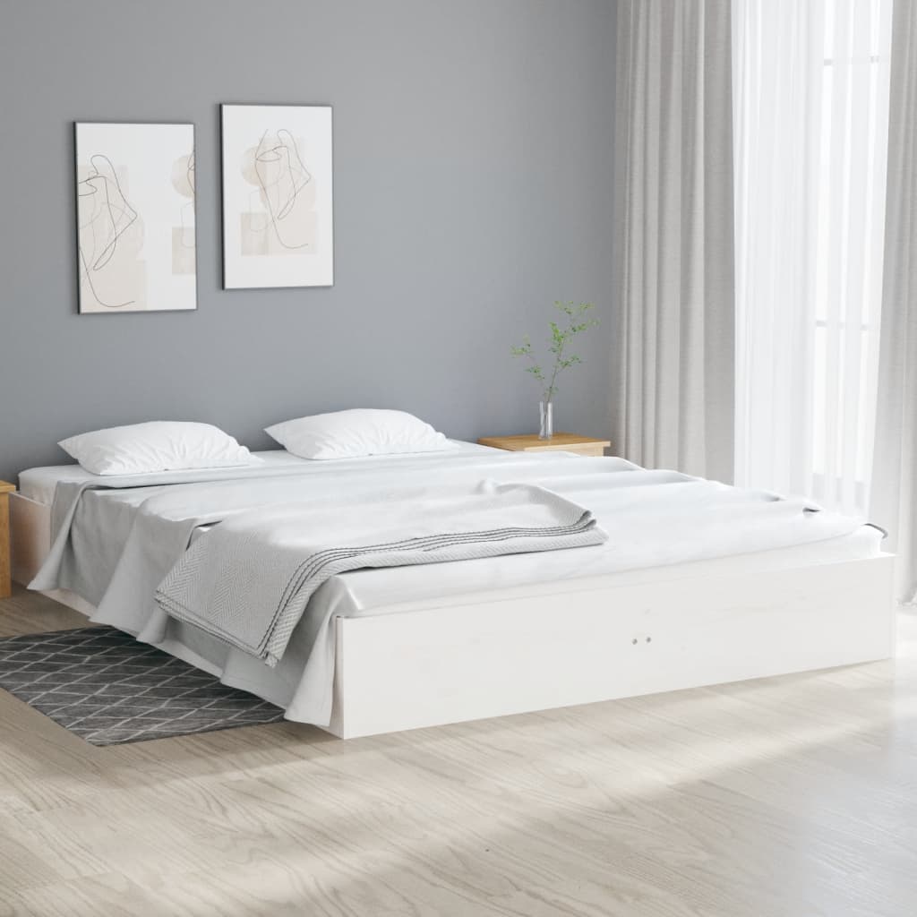 vidaXL Posteľný rám biely masívne drevo 140x190 cm