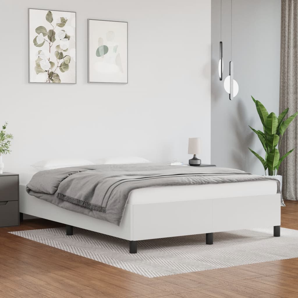 vidaXL Posteľný rám biely 140x190 cm umelá koža
