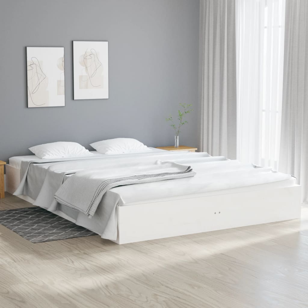 vidaXL Posteľný rám biely masívne drevo 120x200 cm