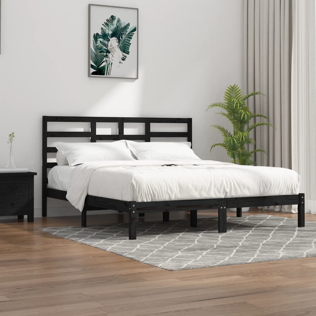 vidaXL Posteľný rám čierny masív 200x200 cm